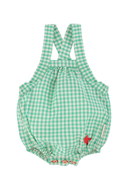 Piupiuchick Baby Romper Green &amp; Ecru Checkered