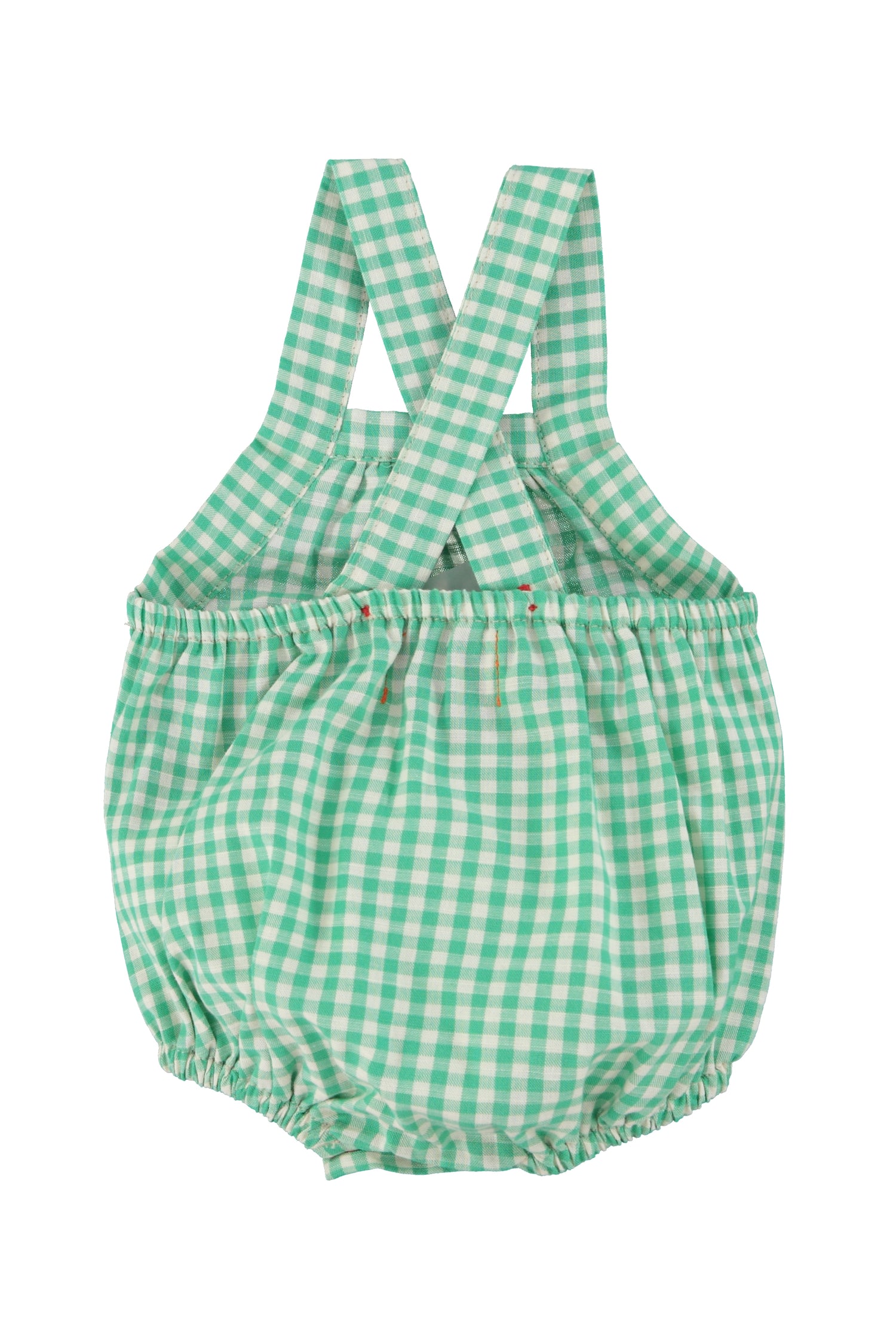 Piupiuchick Baby Romper Green &amp; Ecru Checkered