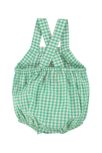 Piupiuchick Baby Romper Green &amp; Ecru Checkered