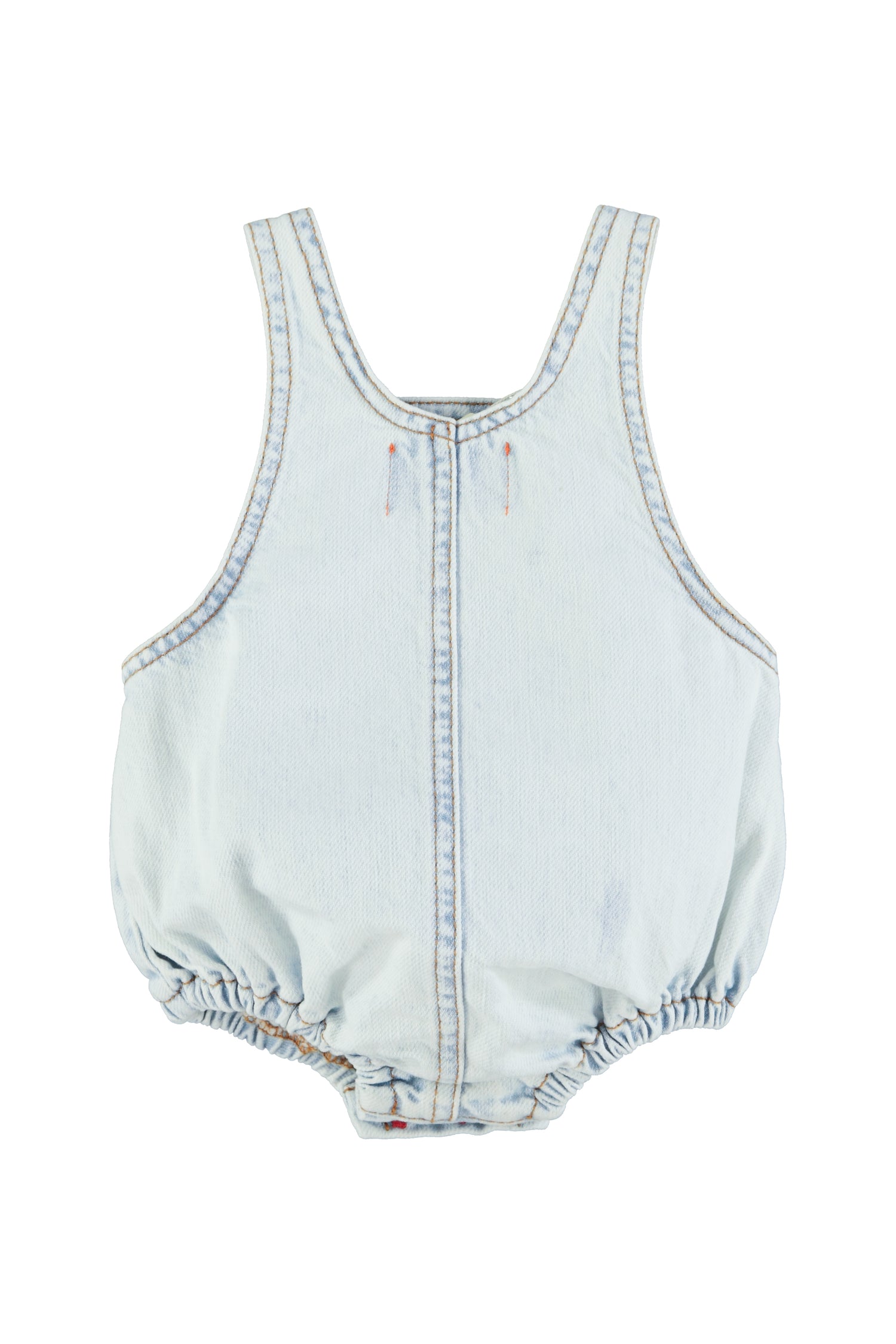 Piupiuchick Baby Romper Washed Light Blue Denim