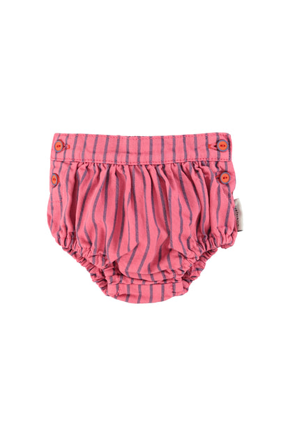 Piupiuchick Baby Shorties Pink with Indigo Stripes