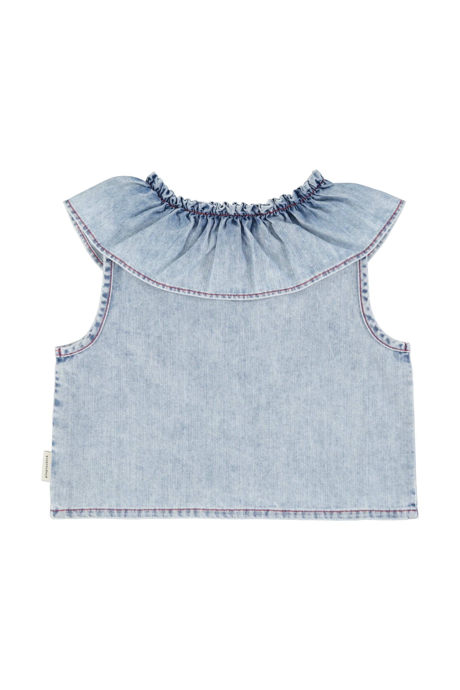 Piupiuchick Sleeveless Blouse with Collar Light Blue Denim