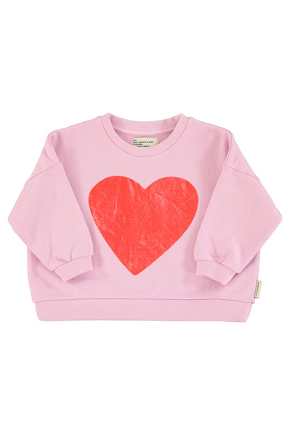 Piupiuchick Girls Sweatshirt Lilac with Red Heart Print