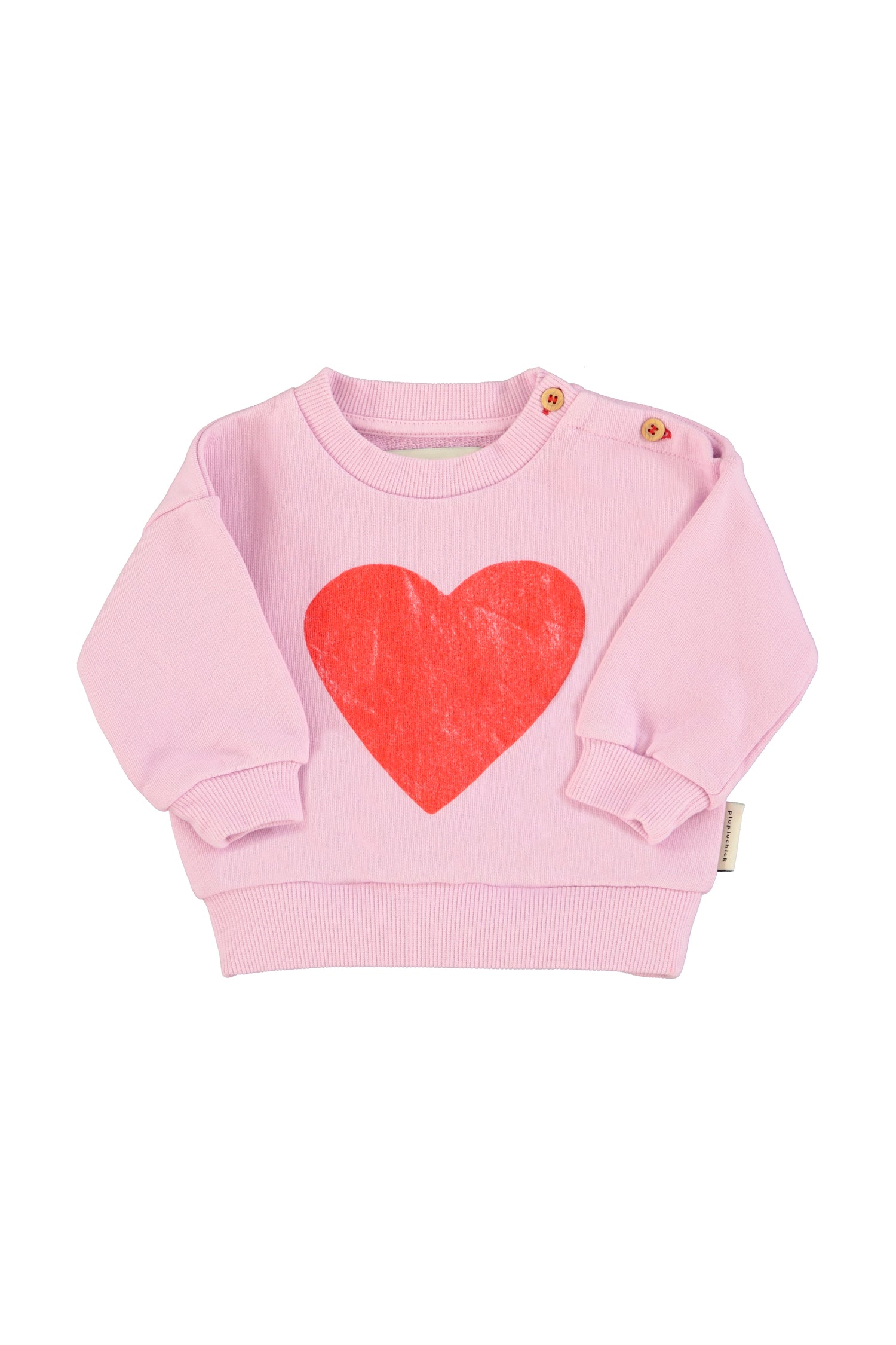 Piupiuchick Baby Sweatshirt Lilac with Red Heart Print