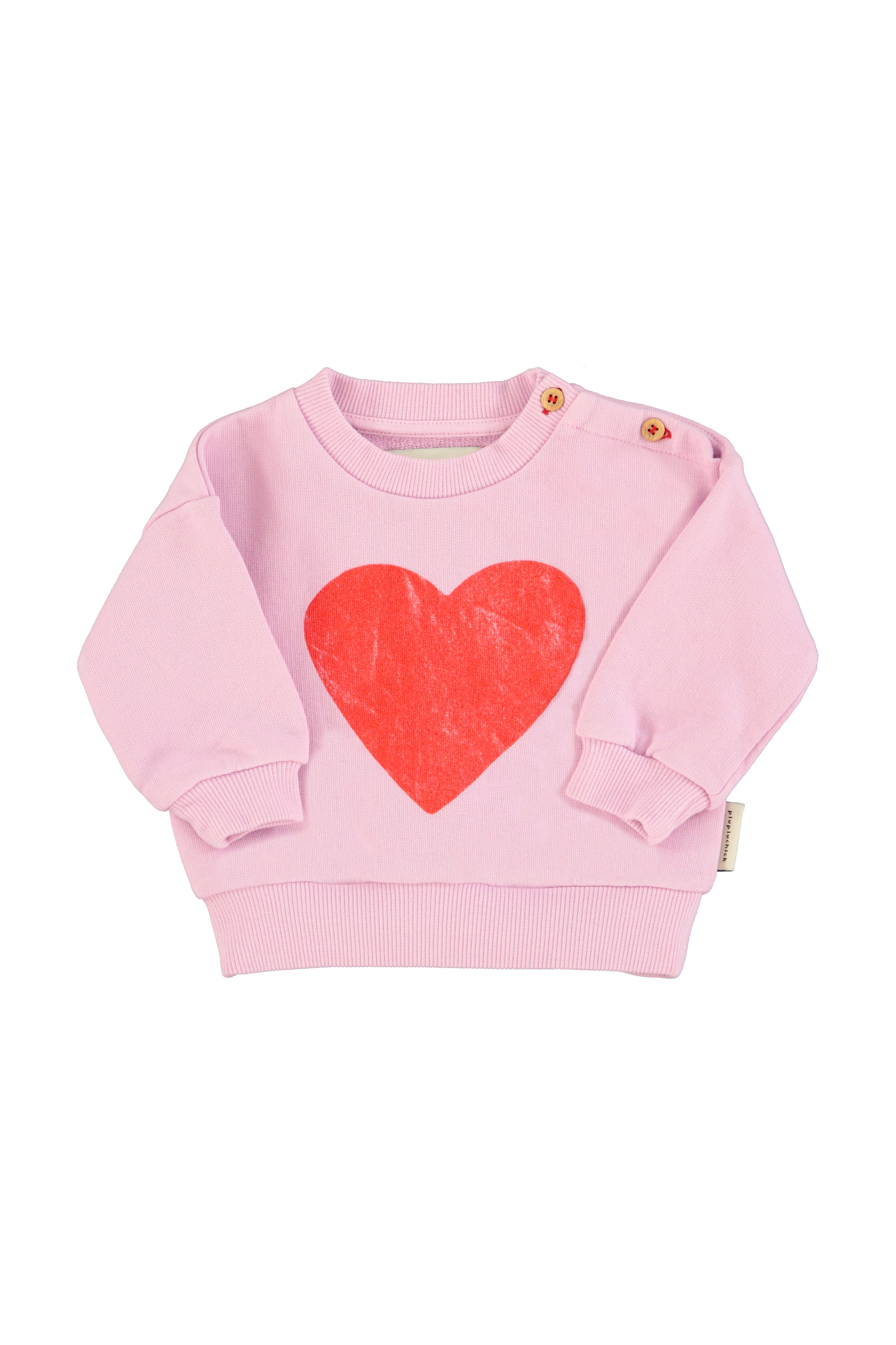 Piupiuchick Baby Sweatshirt Lilac with Red Heart Print