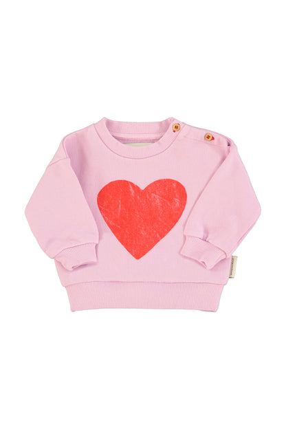 Piupiuchick Baby Sweatshirt Lilac with Red Heart Print