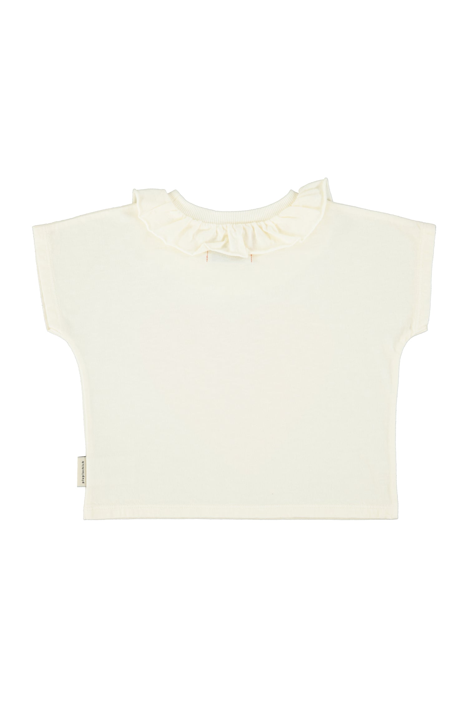 Piupiuchick Girls T-Shirt with Collar Ecru with Red Heart Print