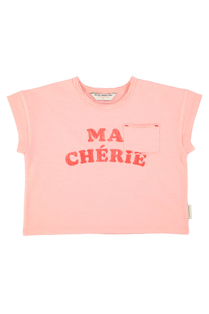 Piupiuchick Girls T-Shirt Light Pink with "Ma Chérie" Print