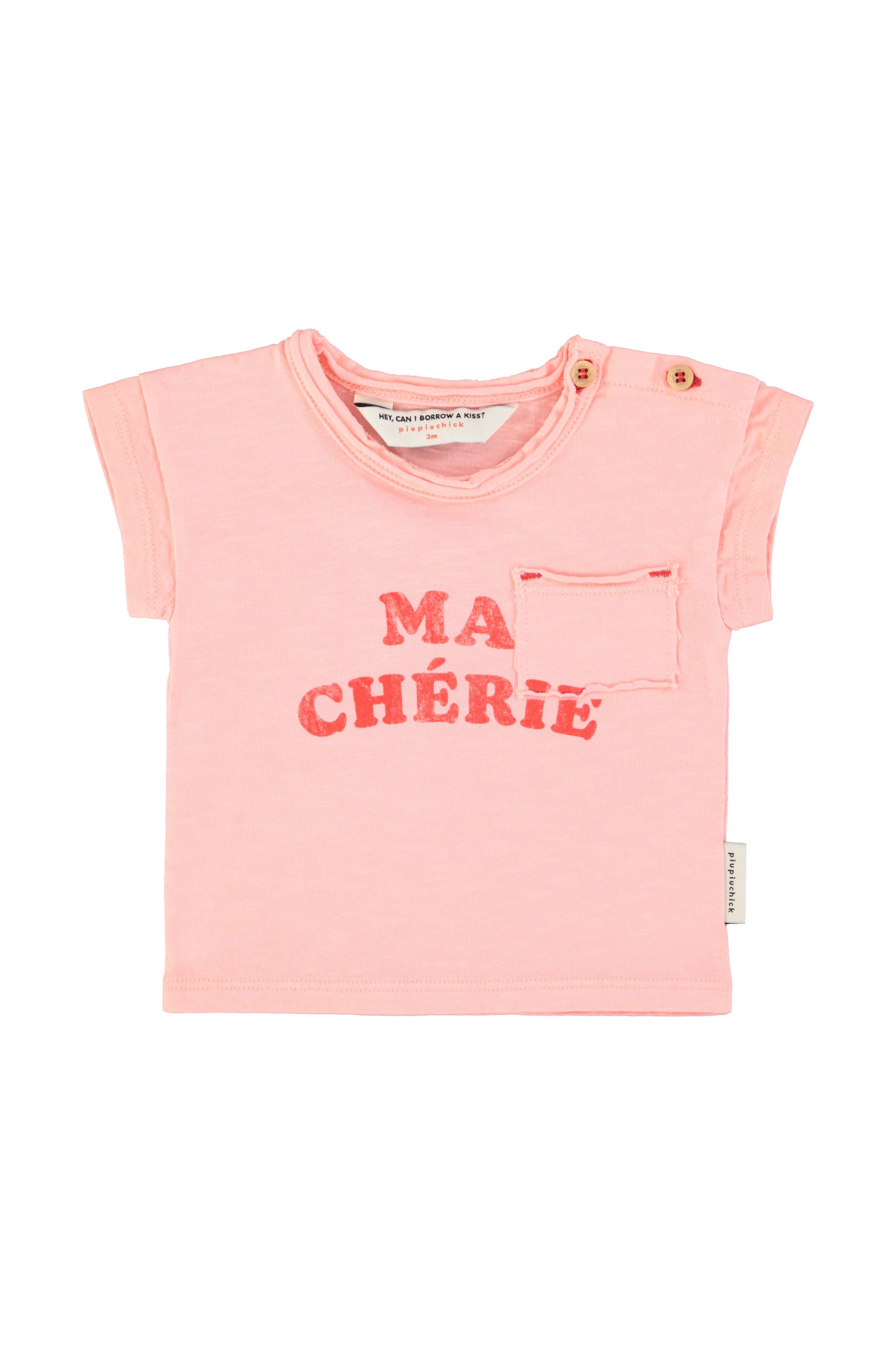 Piupiuchick Baby T-Shirt Light Pink with "Ma Chérie" Print