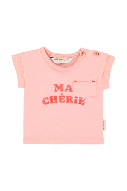 Piupiuchick Baby T-Shirt Light Pink with "Ma Chérie" Print