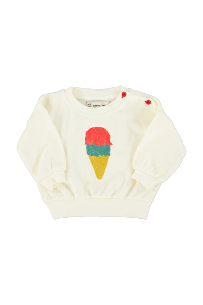 Piupiuchick Baby Sweatshirt Ecru with Ice Cream Print