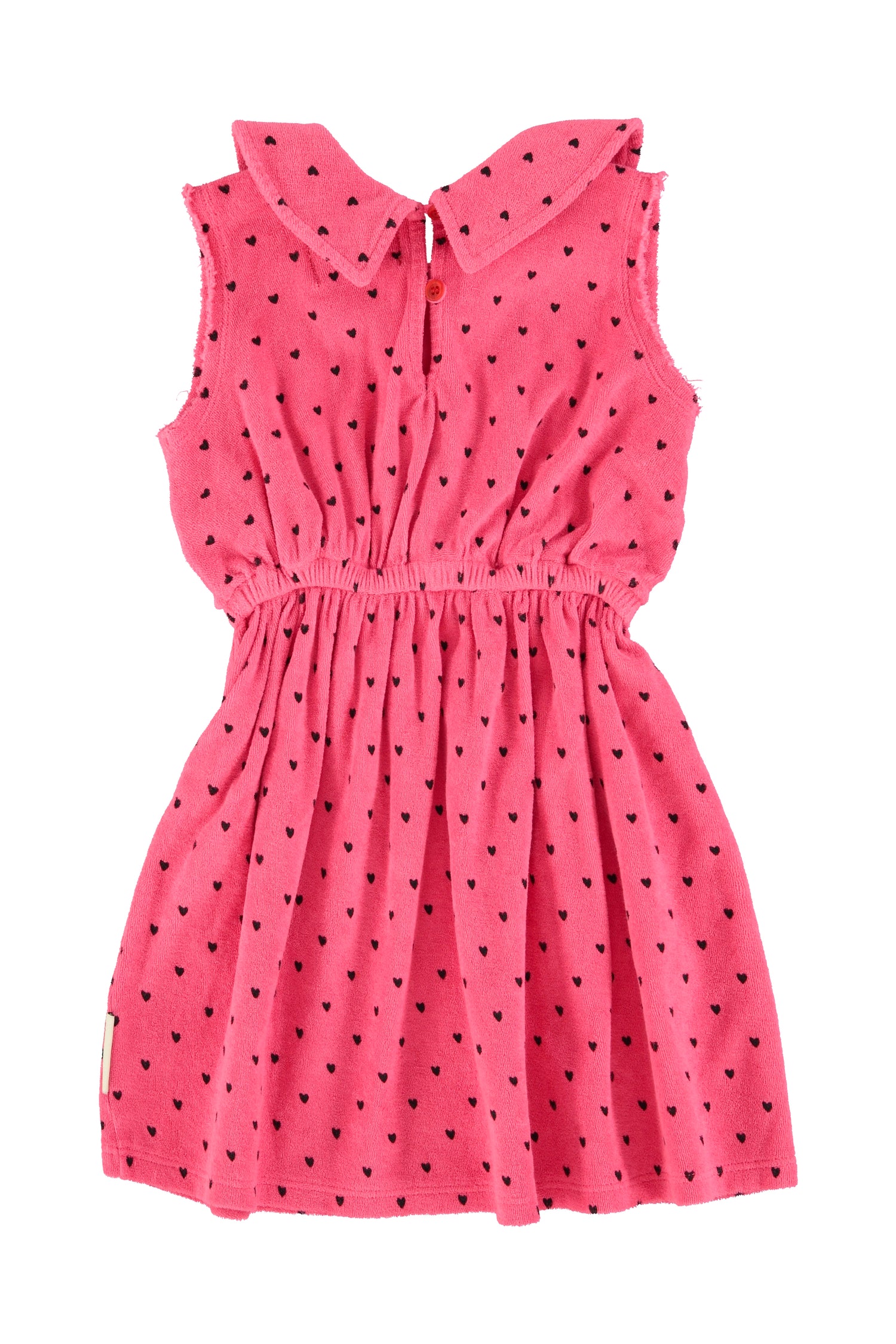 Piupiuchick Knee-Length Pink Dress with Collar and Black Hearts