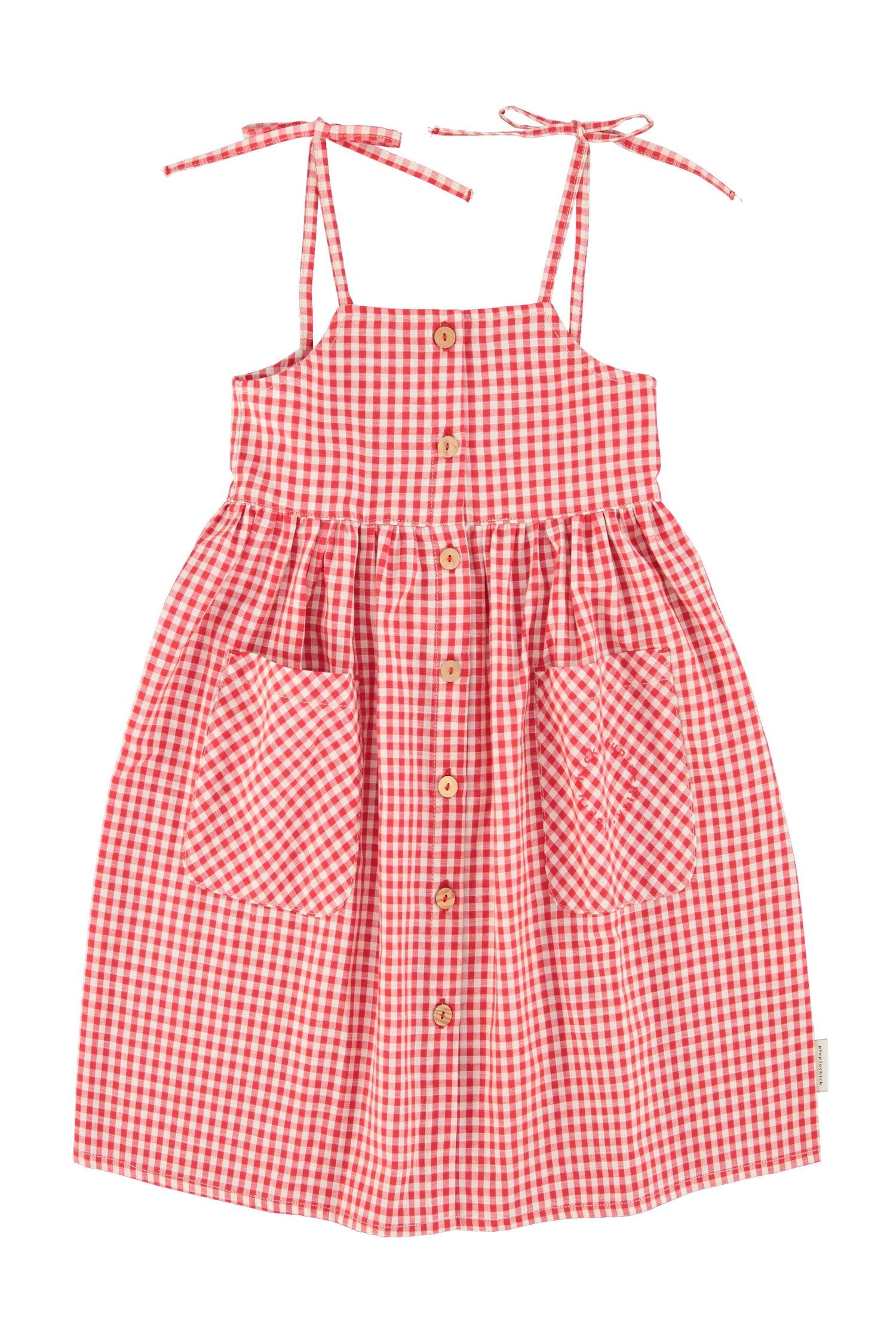 Piupiuchick Short Dress Red &amp; Ecru Checkered