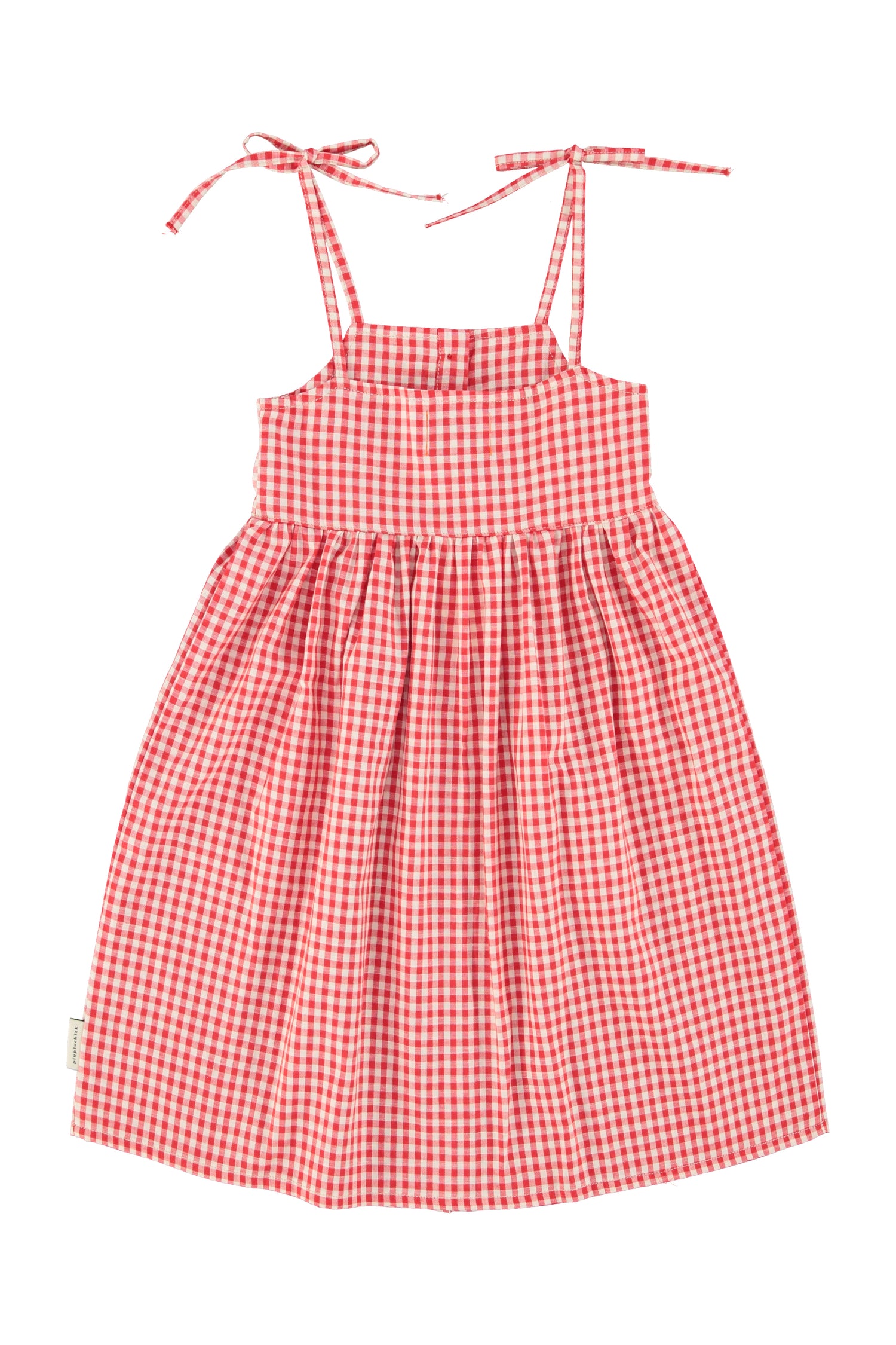 Piupiuchick Short Dress Red &amp; Ecru Checkered
