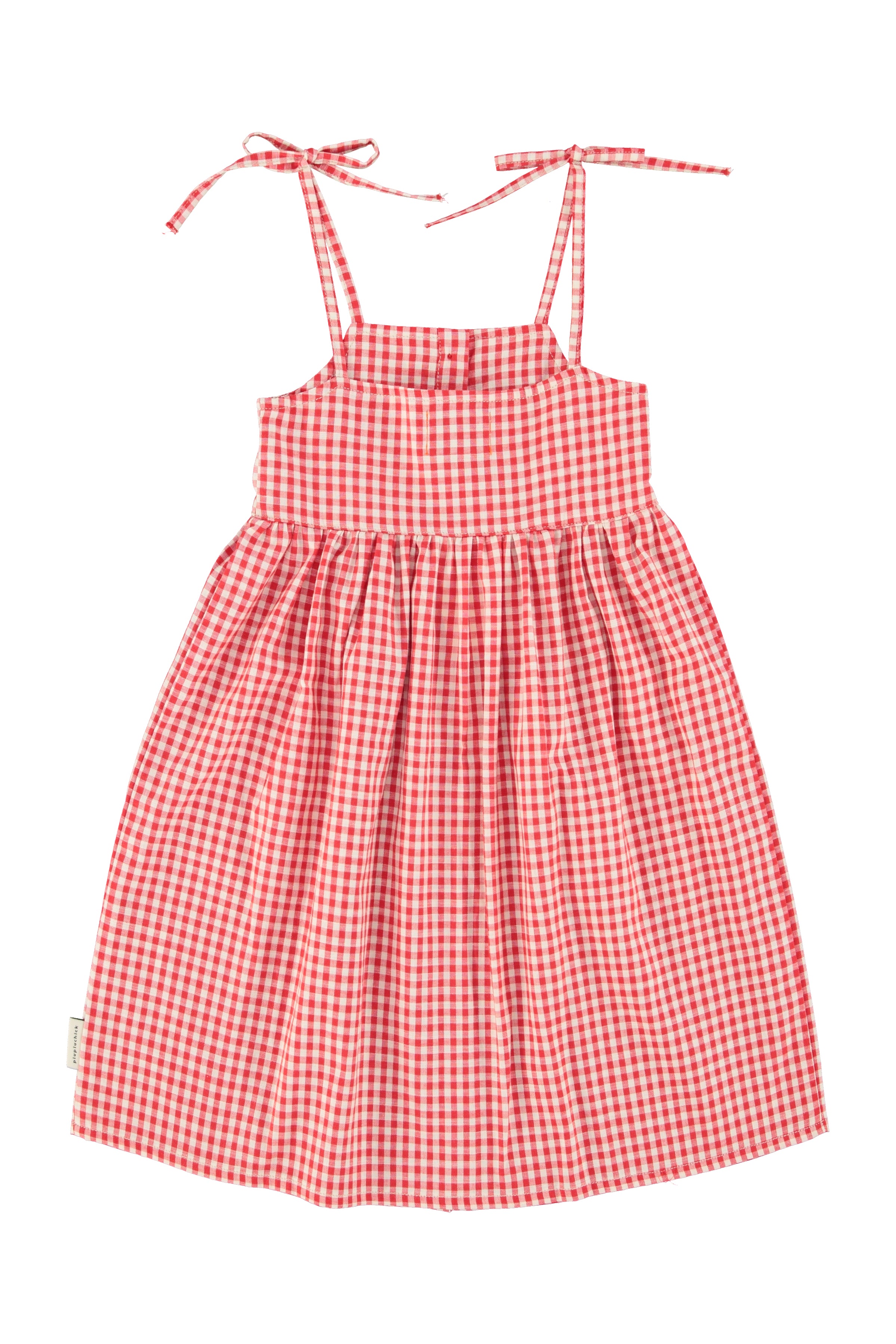 Piupiuchick Short Dress Red &amp; Ecru Checkered