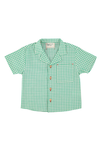 Piupiuchick Hawaiian Shirt Green  &amp; Ecru Checkered