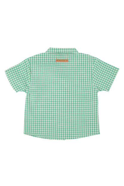 Piupiuchick Hawaiian Shirt Green  &amp; Ecru Checkered