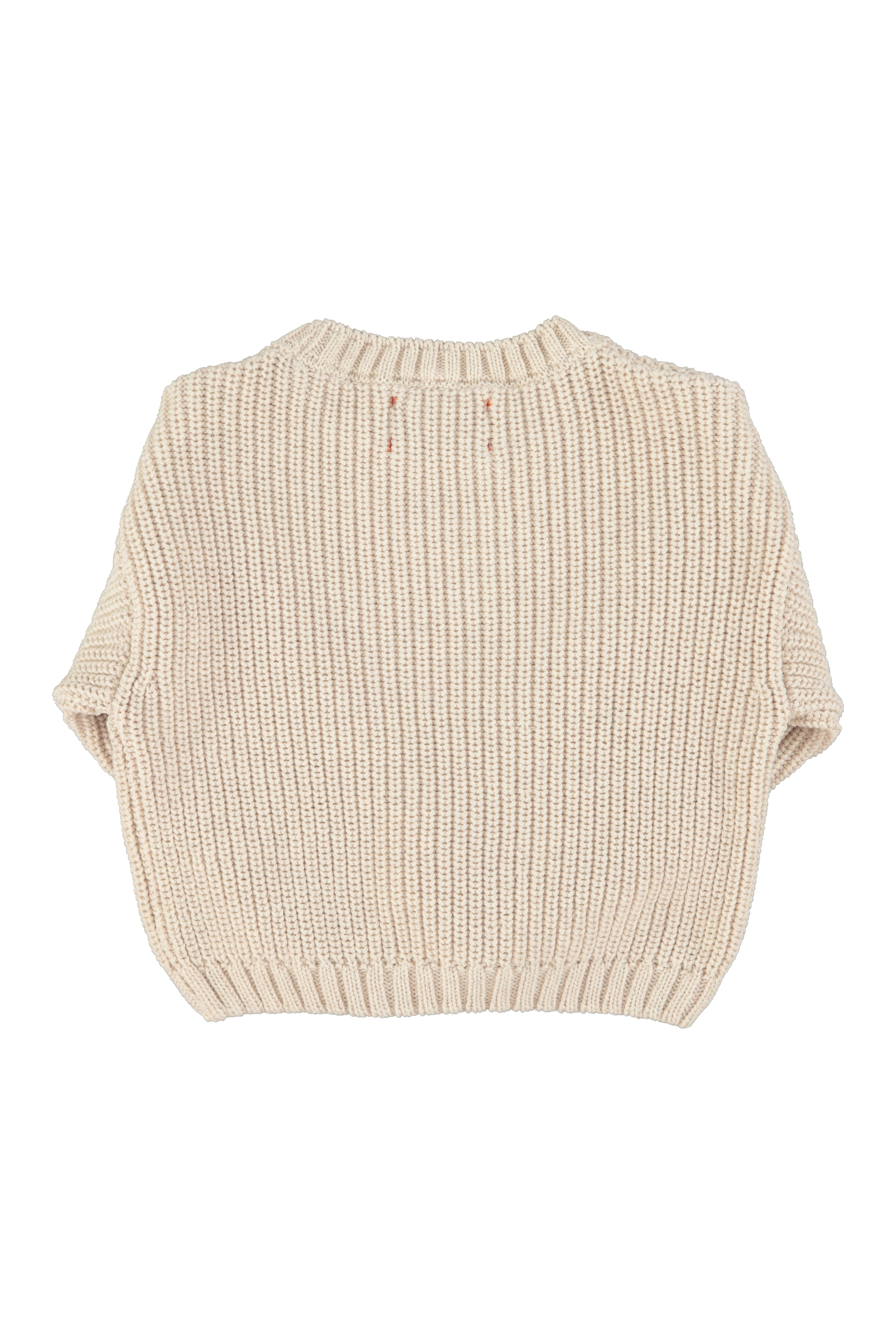 Piupiuchick Girls Knitted Sweater Ecru with Red Heart Print