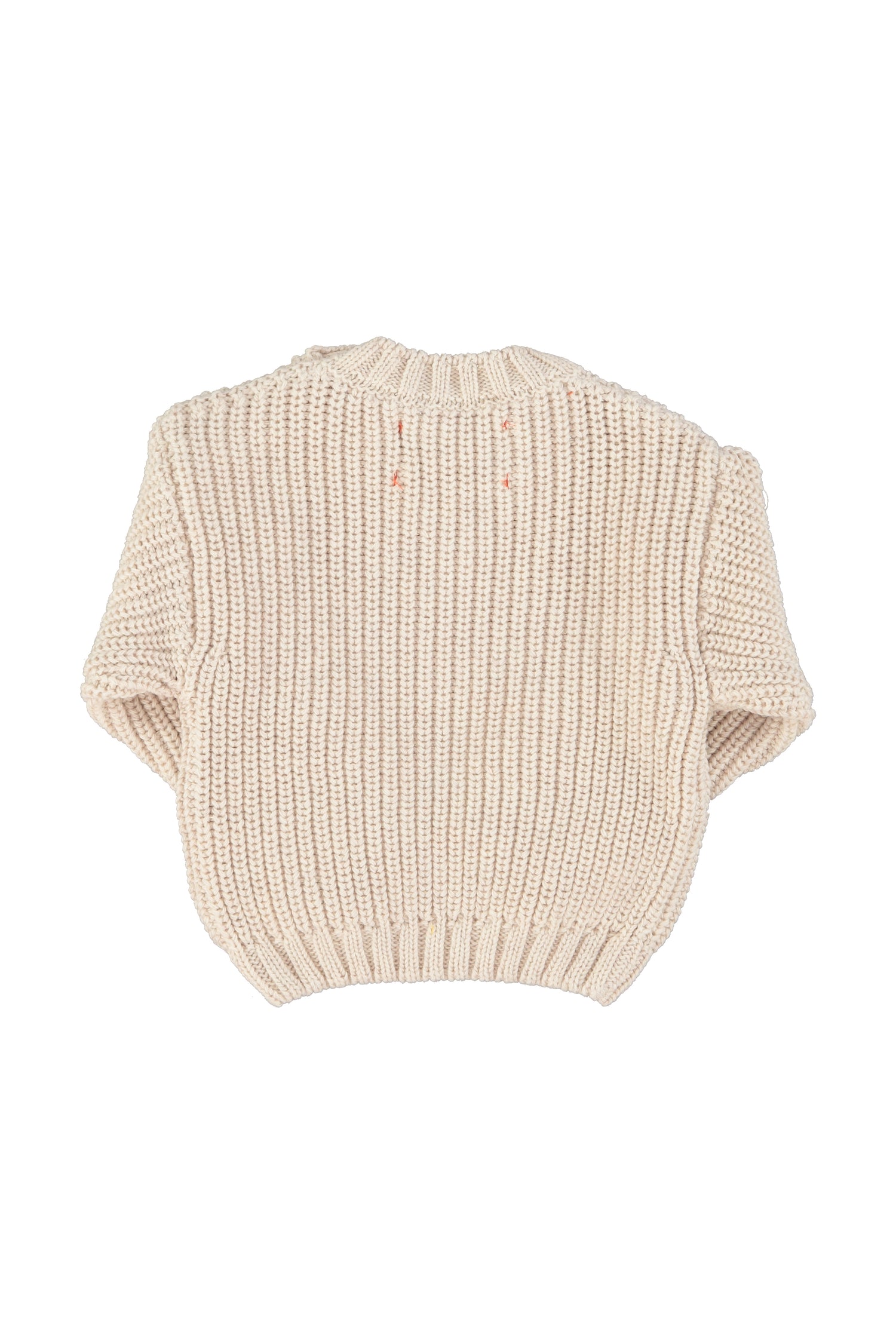Piupiuchick Baby Knitted Sweater Ecru with Red Heart Print