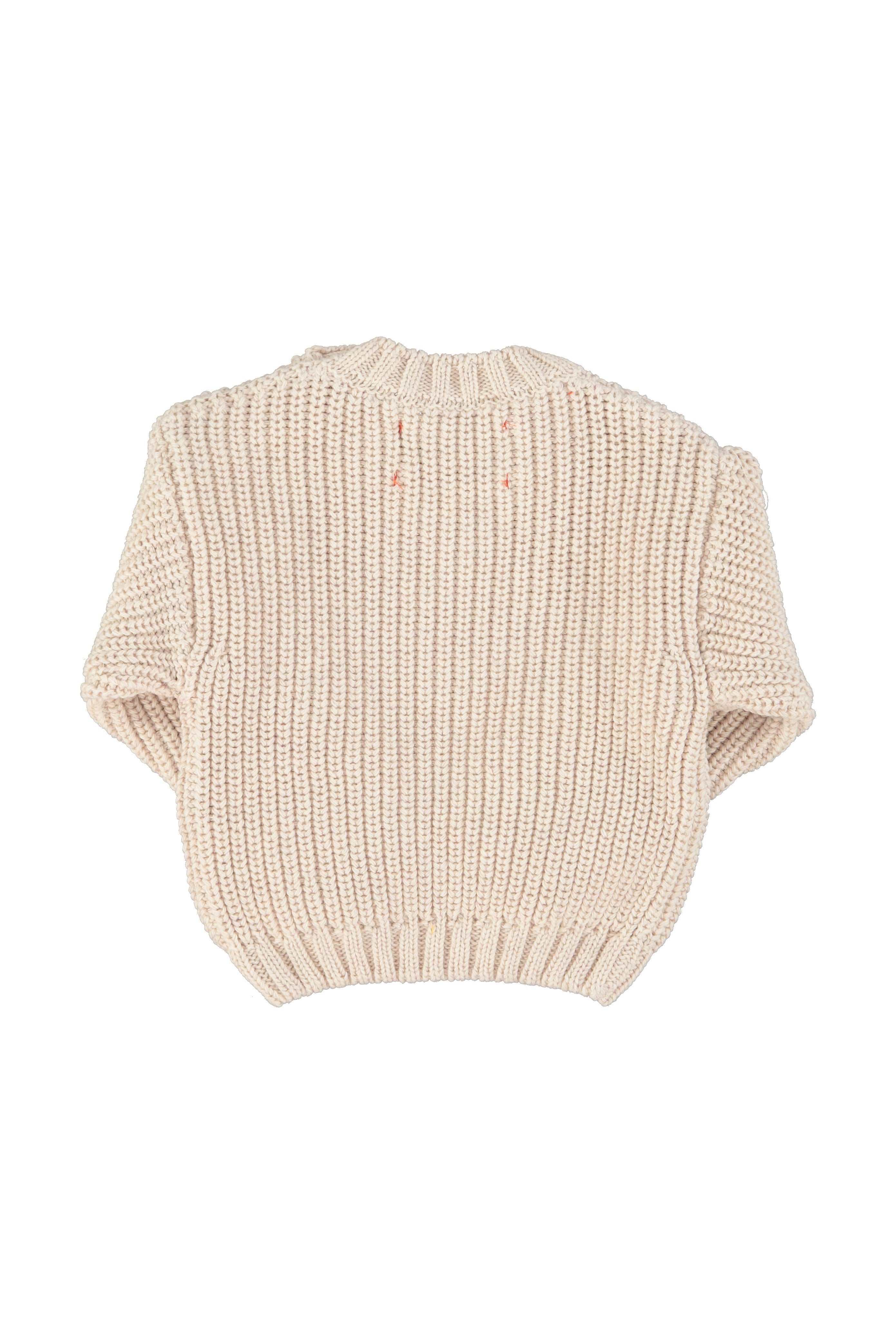 Piupiuchick Baby Knitted Sweater Ecru with Red Heart Print