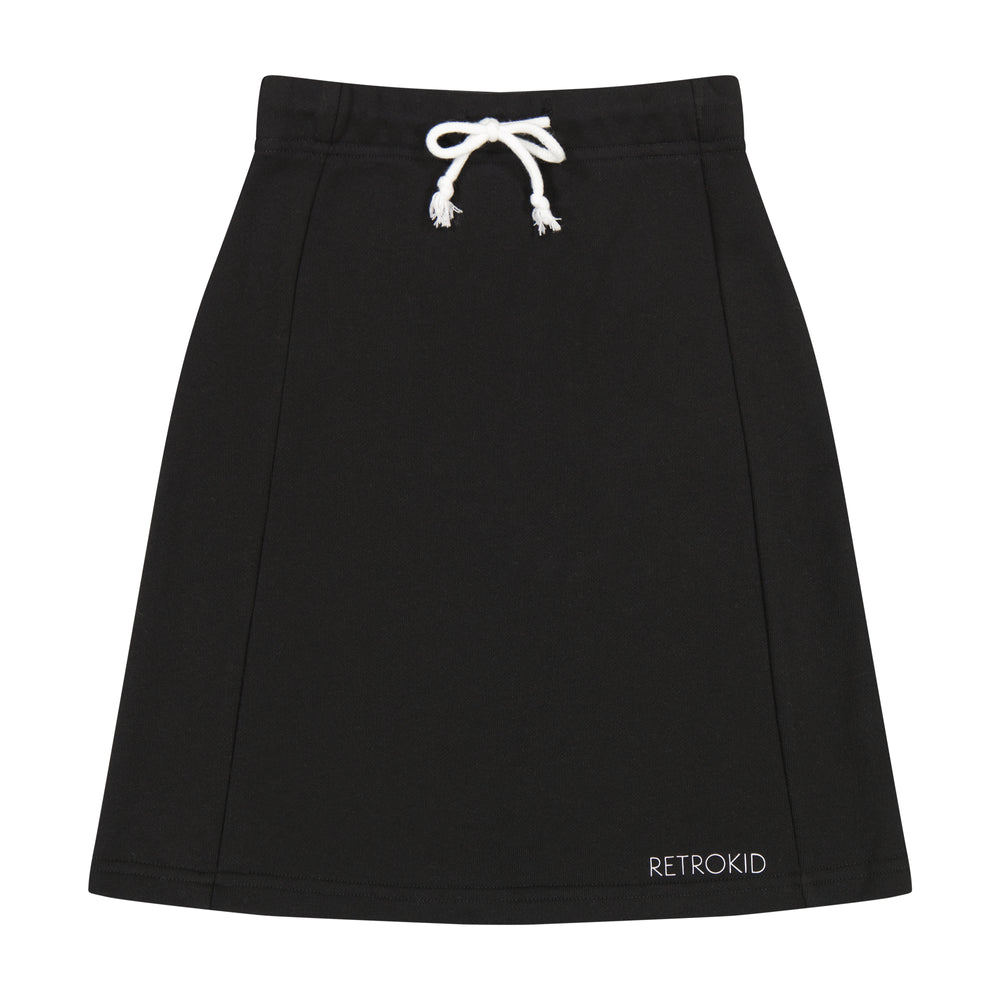 Retro Black Drawstring Sweat Skirt
