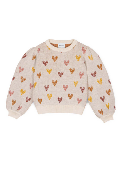 Mipounet Ivory with Hearts Wool Mix Sweater