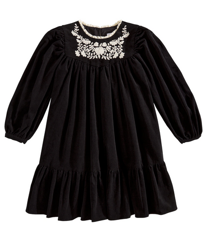 Cera Una Volta Black Embroidered Alida Dress