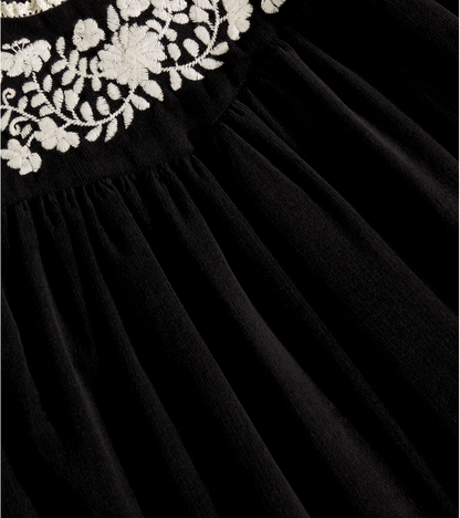 Cera Una Volta Black Embroidered Alida Dress