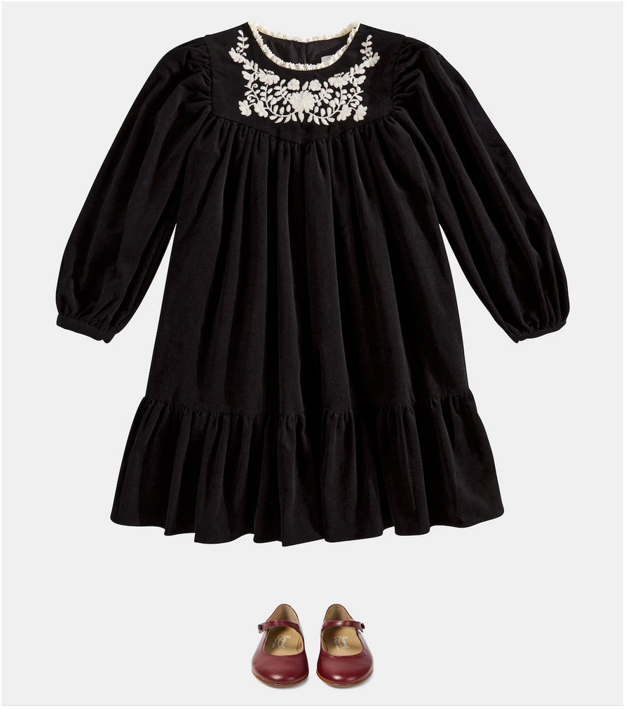 Cera Una Volta Black Embroidered Alida Dress