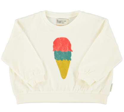Piupiuchick Girls Sweatshirt Ecru with Ice Cream Print