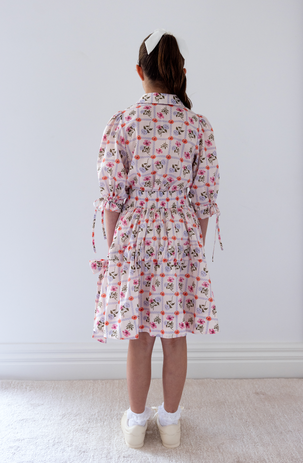 Steph Flower Grid Print Voile Blouse