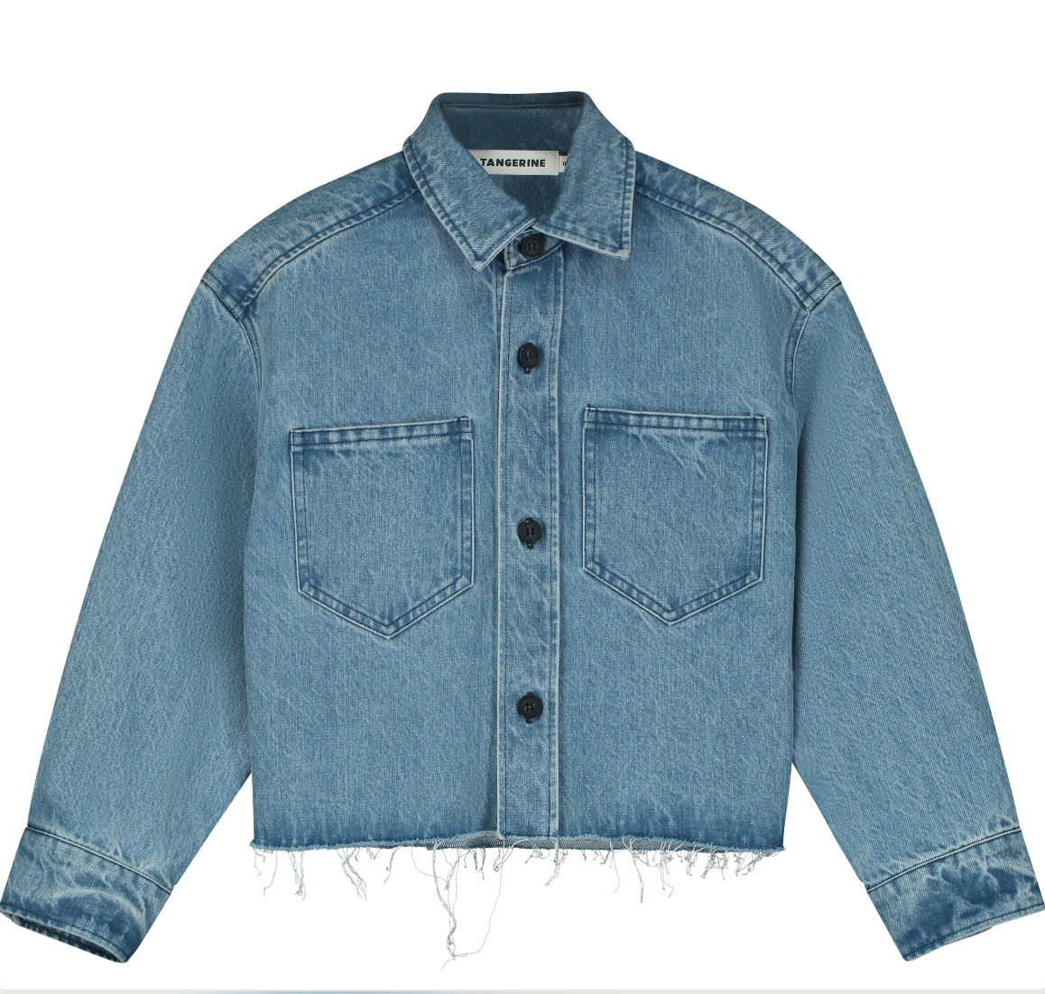 Tangerine Cropped Denim Shirt