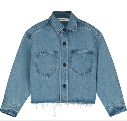 Tangerine Cropped Denim Shirt
