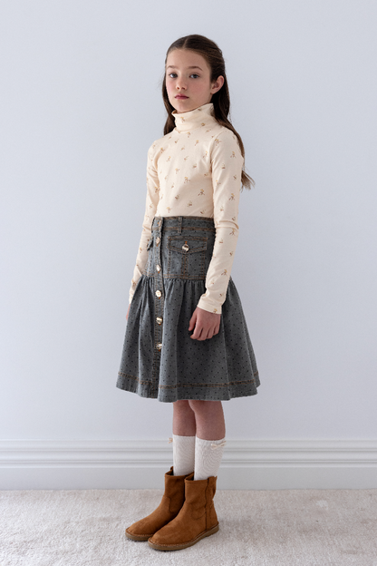 Steph The Label Grey Spot Chambray Skirt