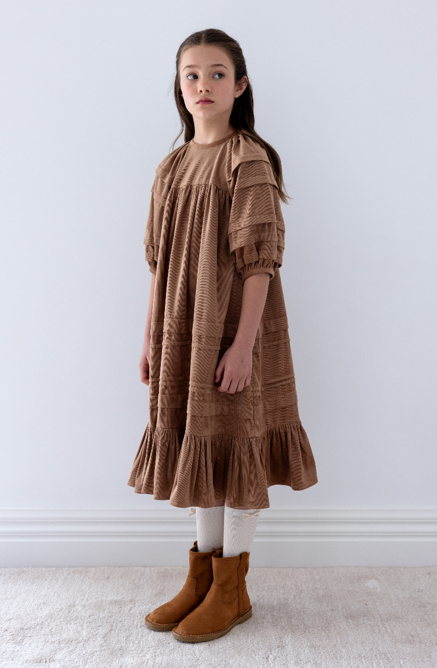 Steph The Label Caramel Cord Pleat Dress