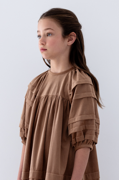 Steph The Label Caramel Cord Pleat Dress