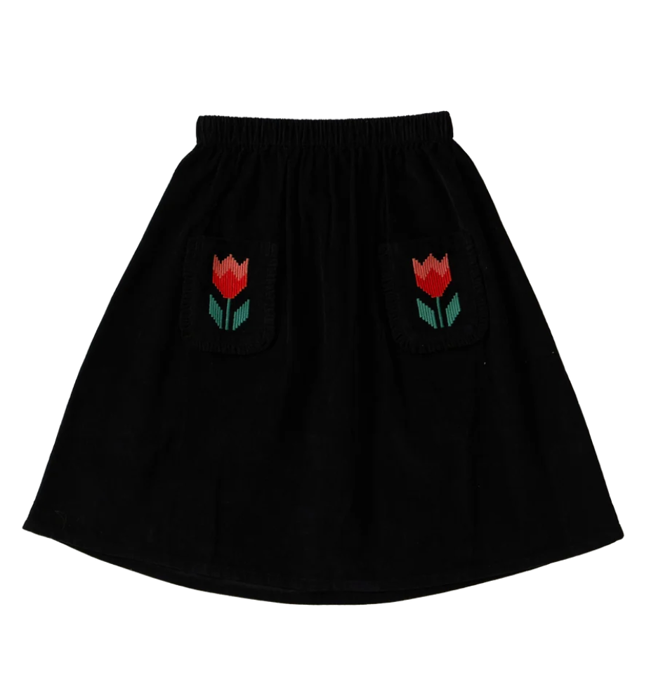 Wander &amp; Wonder Girls Black Ruffle Corduroy Skirt