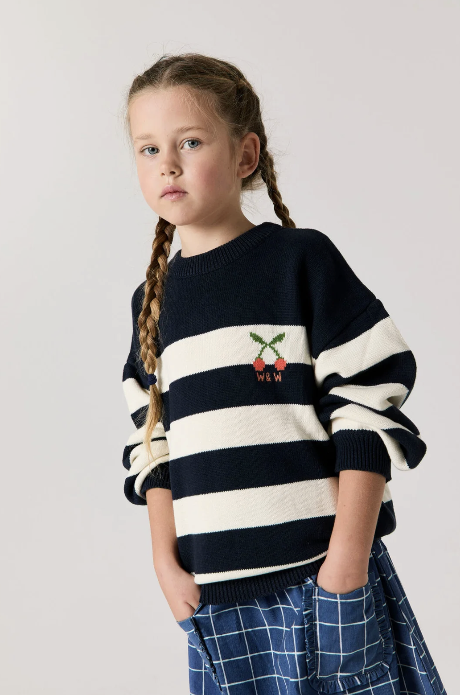 Wander &amp; Wonder Girls Navy Stripe Pullover