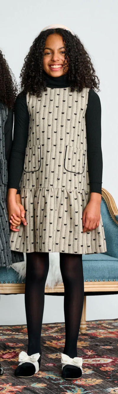 Porter Beige Tweed W/ Bow Print Jumper