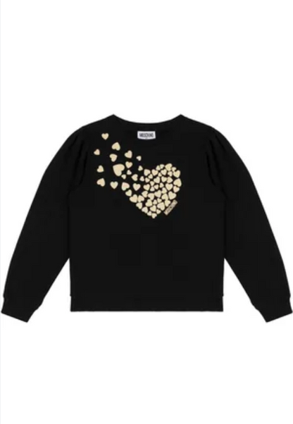 Moschino Black with Hearts Graphic Sweatshirt