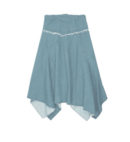 Urban Edge Light Denim Uneven Skirt