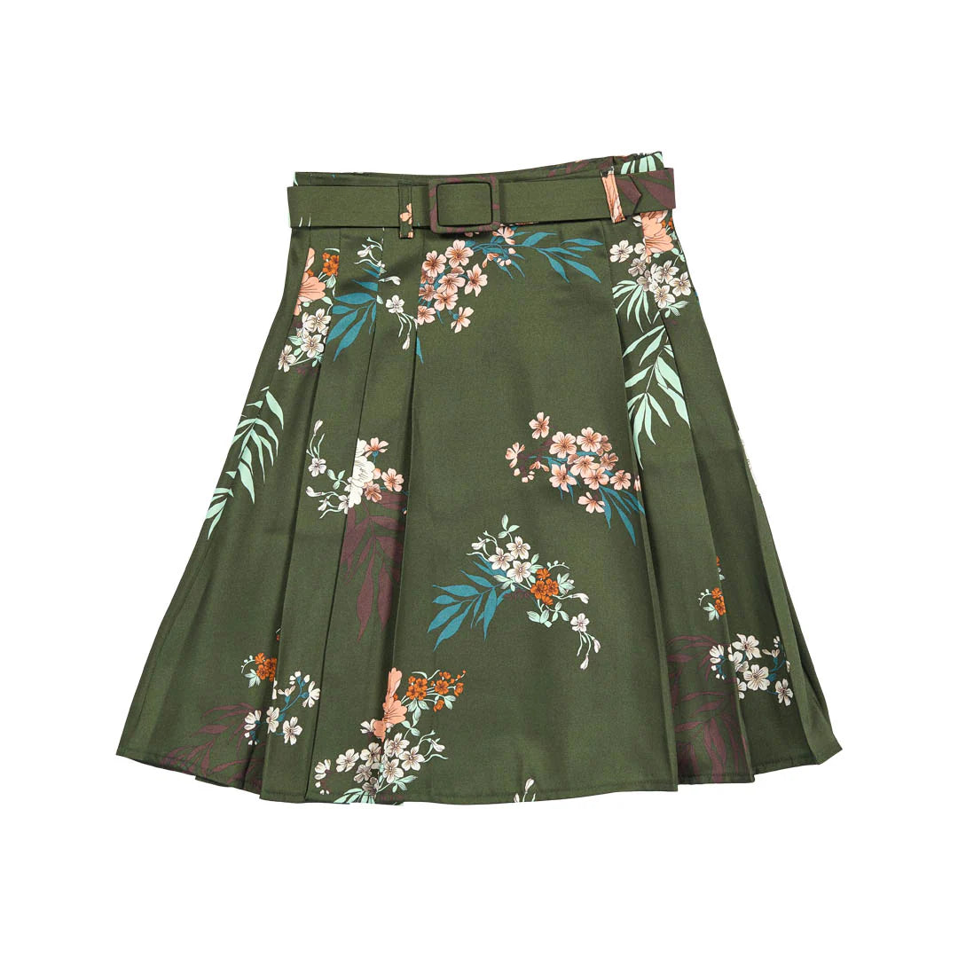 Christina Rohde Green Floral Skirt- No. 2204 115