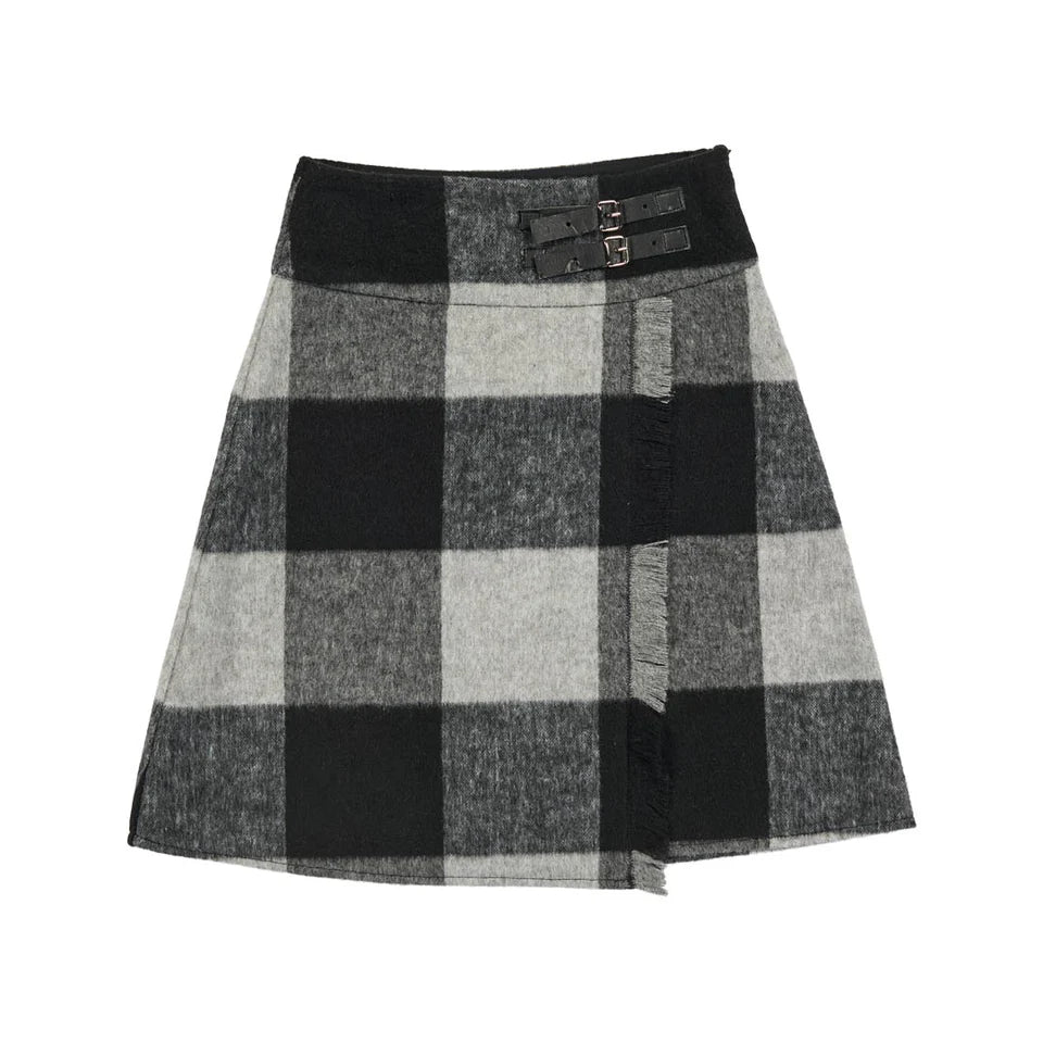 Olivia Rohde Black &amp; Grey Plaid Skirt