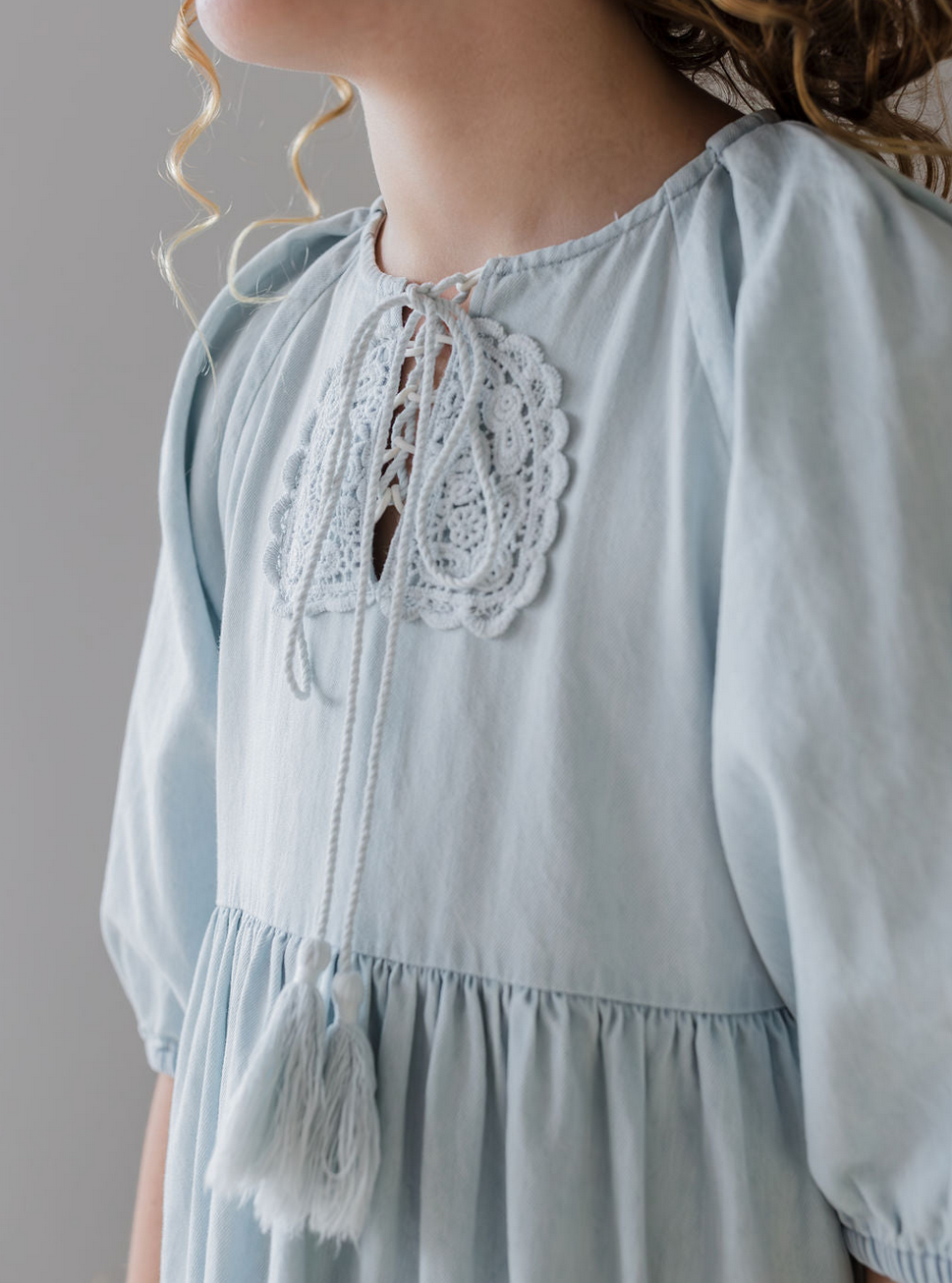 Steph Crochet Doily Chambray Dress