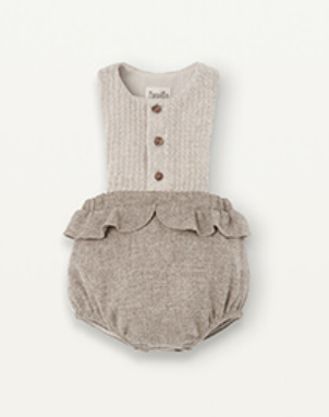 Popelin Stone Knitted Romper Suit With Bib