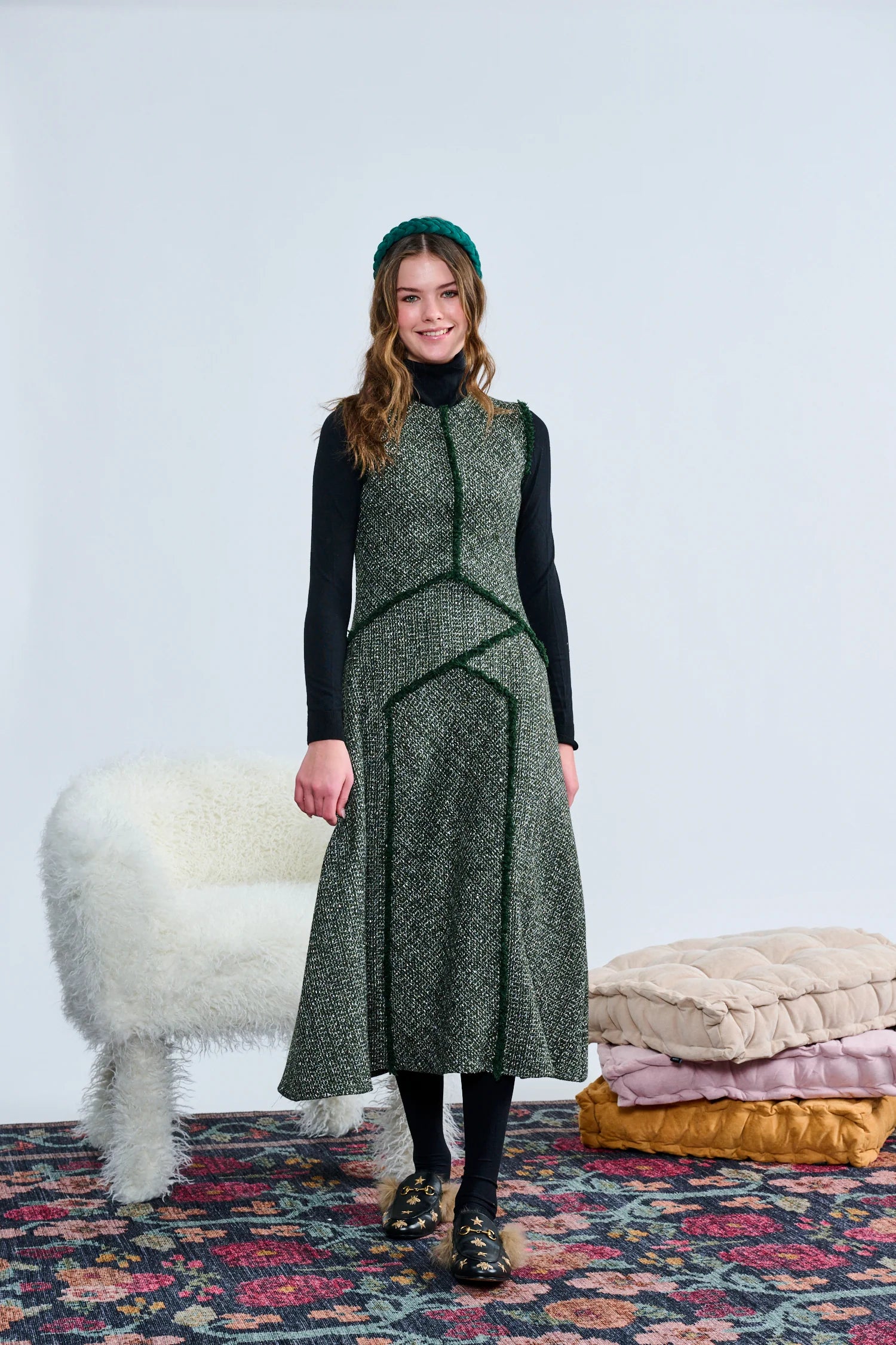Laurent Olive Tweed With Gold Shimmer Jumper