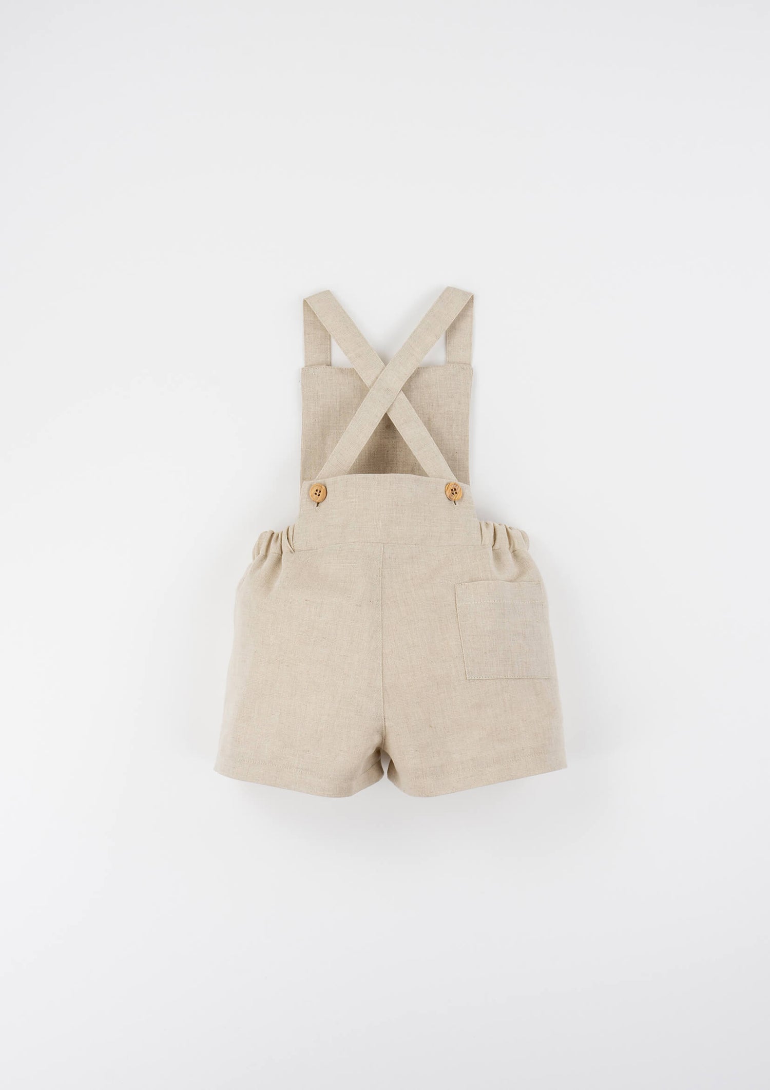 Popelin Sand Linen Dungarees with Pleat