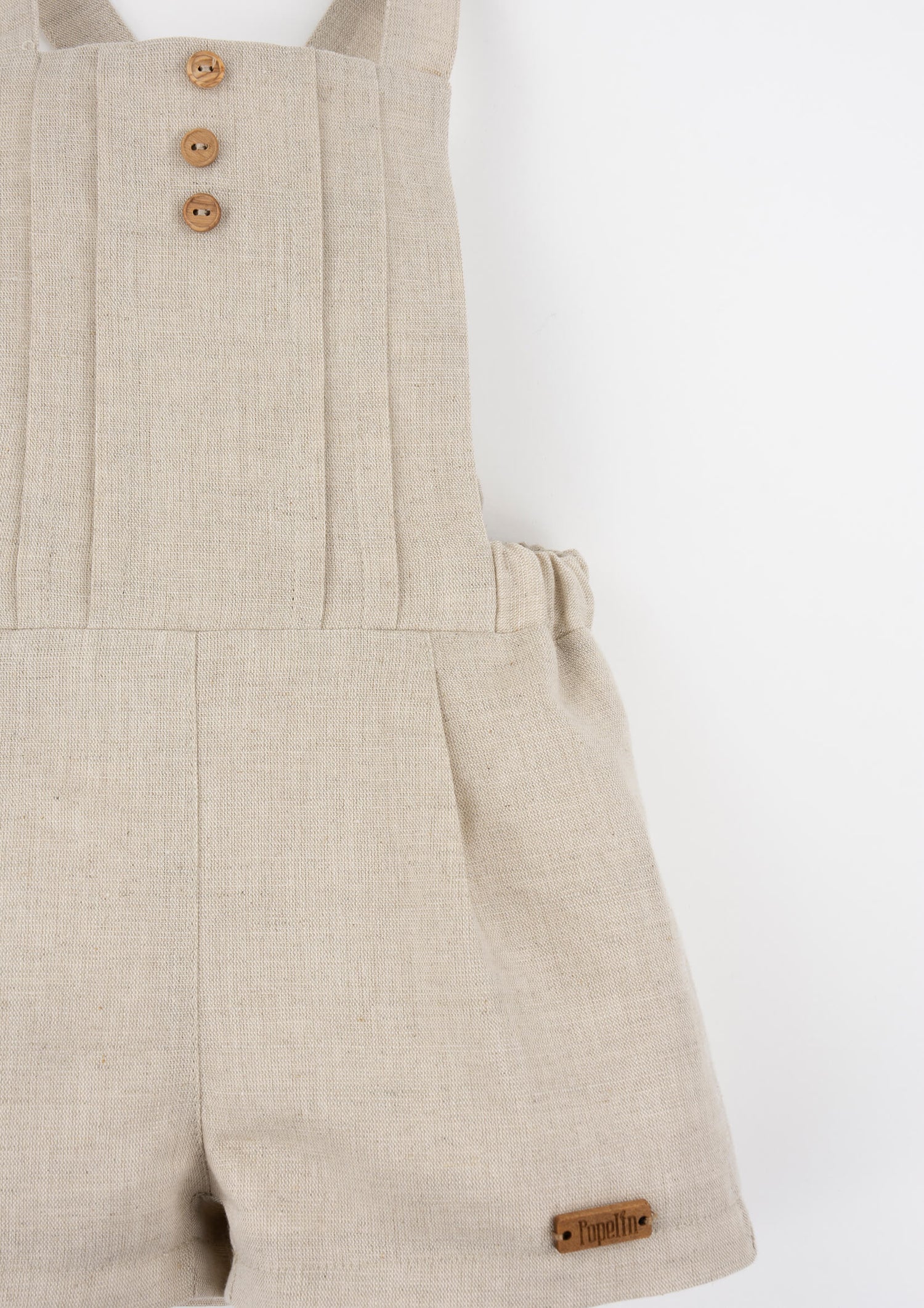Popelin Sand Linen Dungarees with Pleat