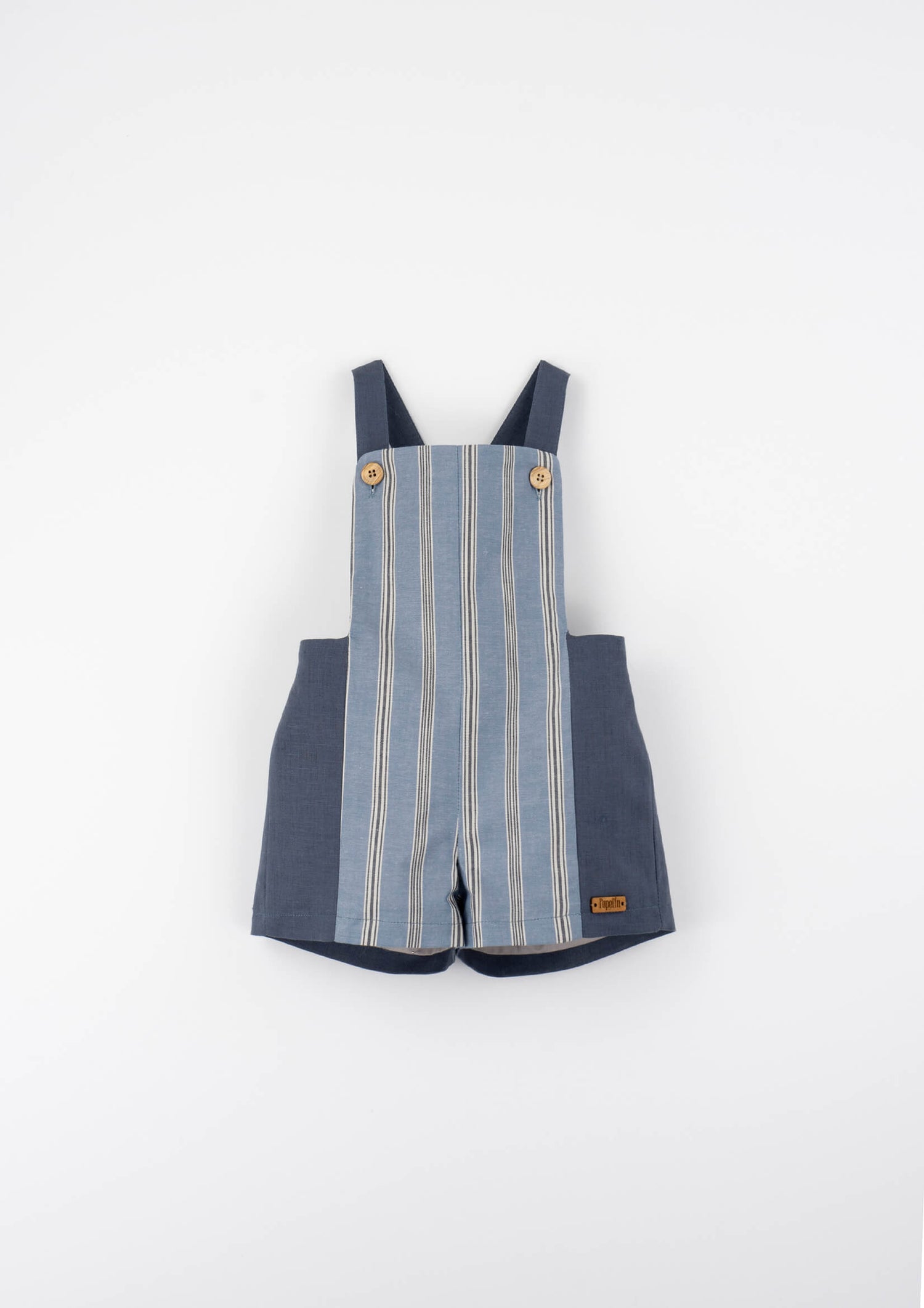 Popelin Blue Striped Combination Dungarees
