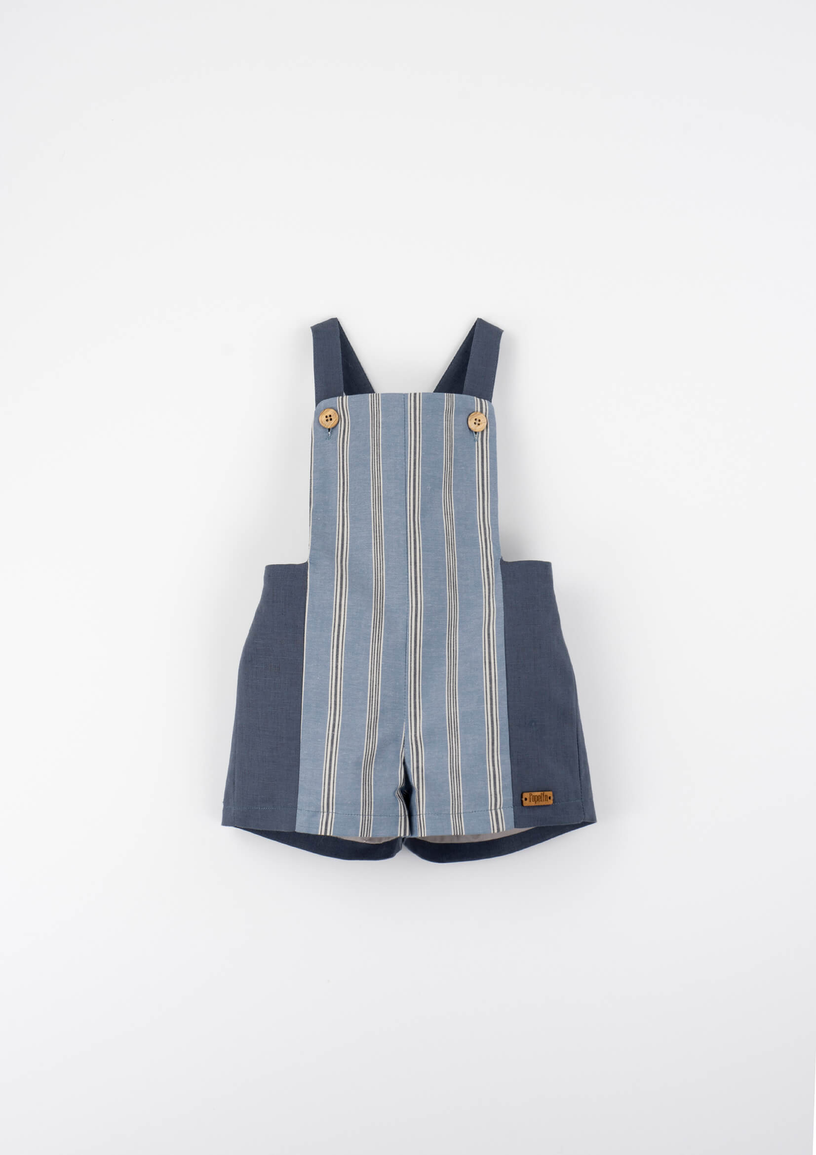 Popelin Blue Striped Combination Dungarees